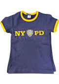 NYPD Ladies Short Sleeve T-Shirt (Navy/Gold, Women's Small)