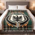 O'Boylan Irish National Tartan woven blanket with family crest emblem