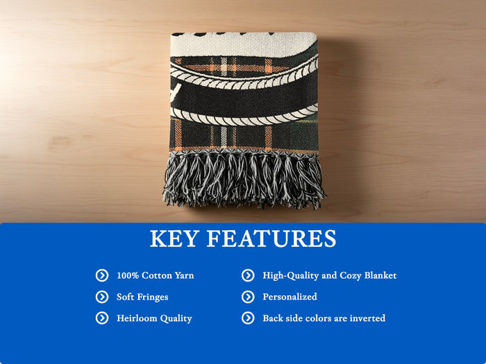 O'Boylan cotton woven blanket detail with decorative fringed edges
