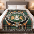O'Shaughnessy Irish National Tartan woven blanket with family crest emblem