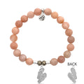 Peach Moonstone Stone Bracelet with Flip Flop Sterling Silver Charm