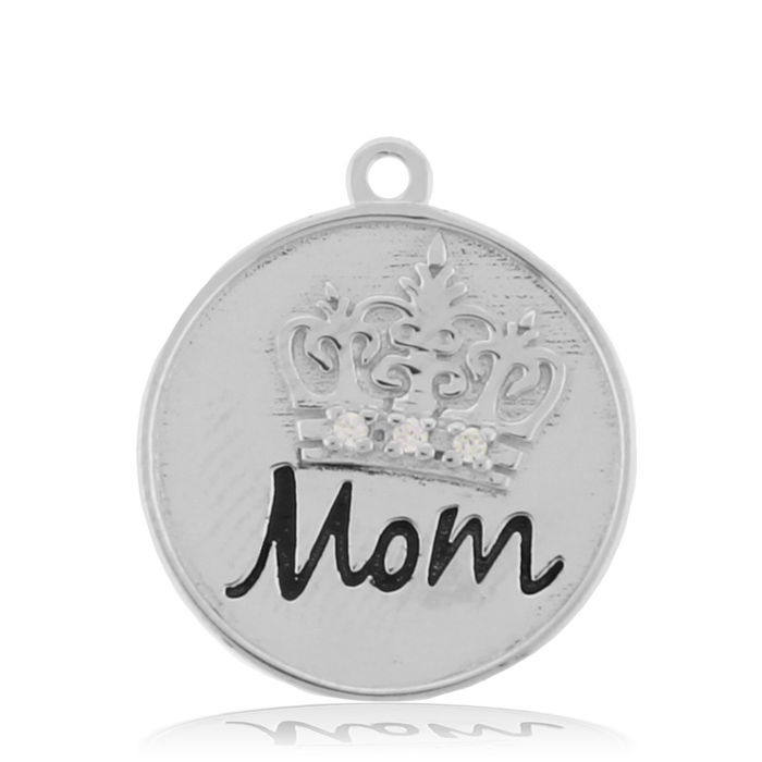 Peach Moonstone Stone Bracelet with Mom Crown Sterling Silver Charm