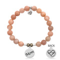 Peach Moonstone Stone Bracelet with Mom Sterling Silver Charm