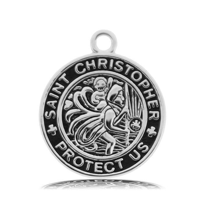 Peach Moonstone Stone Bracelet with Saint Christopher Sterling Silver Charm