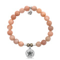 Peach Moonstone Stone Bracelet with Sand Dollar Sterling Silver Charm