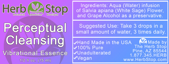 Perceptual Cleansing Vibrational Essence Label