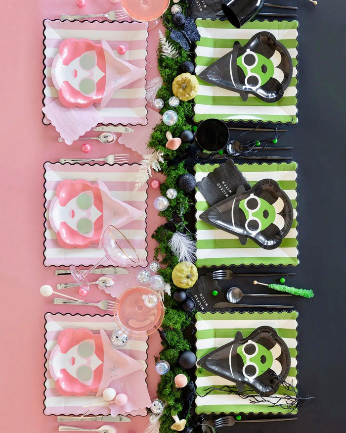 Green Stripe / Pink Stripe Paper Plates 11" - bubblegum market