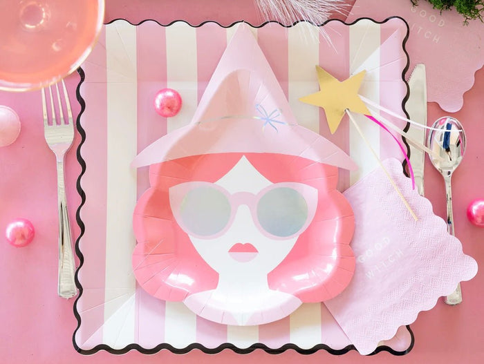 Pink Good Witch Paper Plates 10" - bubblegum market