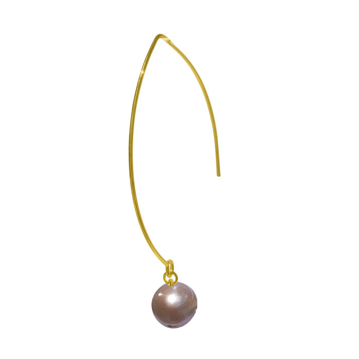 Pink Pearl Wire Drop Earrings