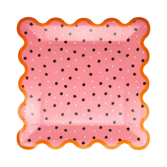 Pink with Black Stars Paper Plates 9" - bubblegum market