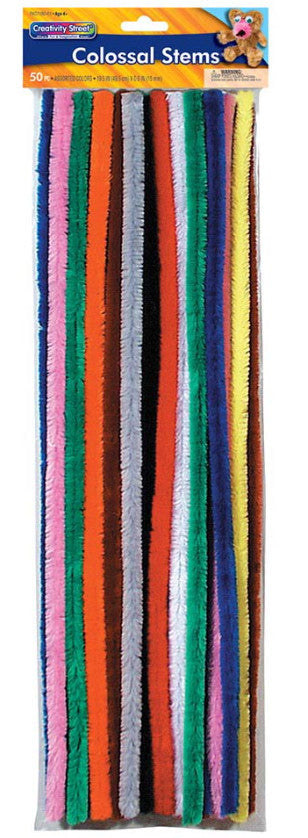 PIPE CLEANERS: COLOSSAL  15MM X 19.5" - ASSORTED COLORS  50 PACK