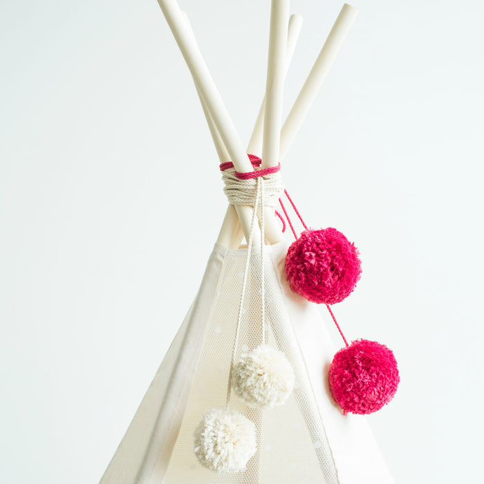 Pom Pom Teepee Tent Toppers - Decorative PomPoms |Colour: Fuchsia