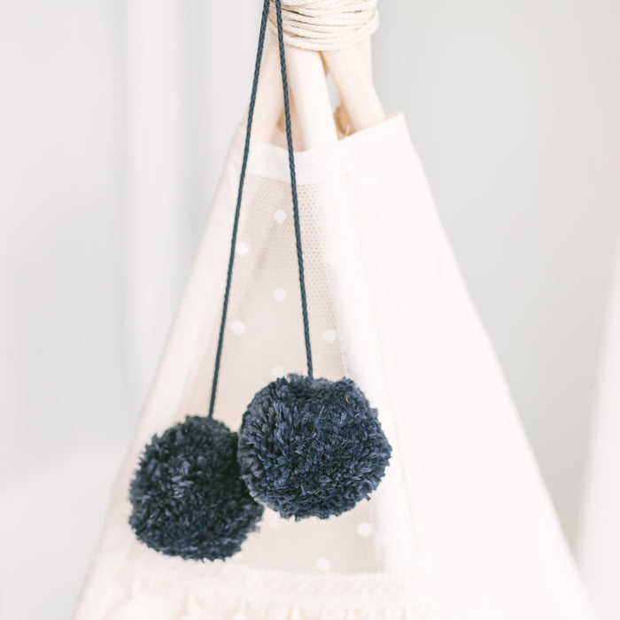Pom Pom Teepee Tent Toppers - Decorative PomPoms |Colour: Graphite