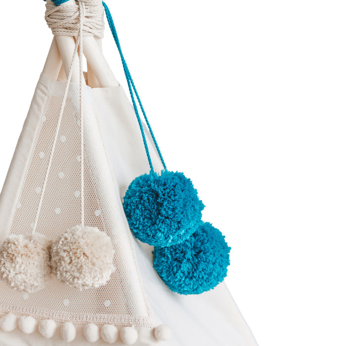 Pom Pom Teepee Tent Toppers - Decorative PomPoms |Colour: Teal