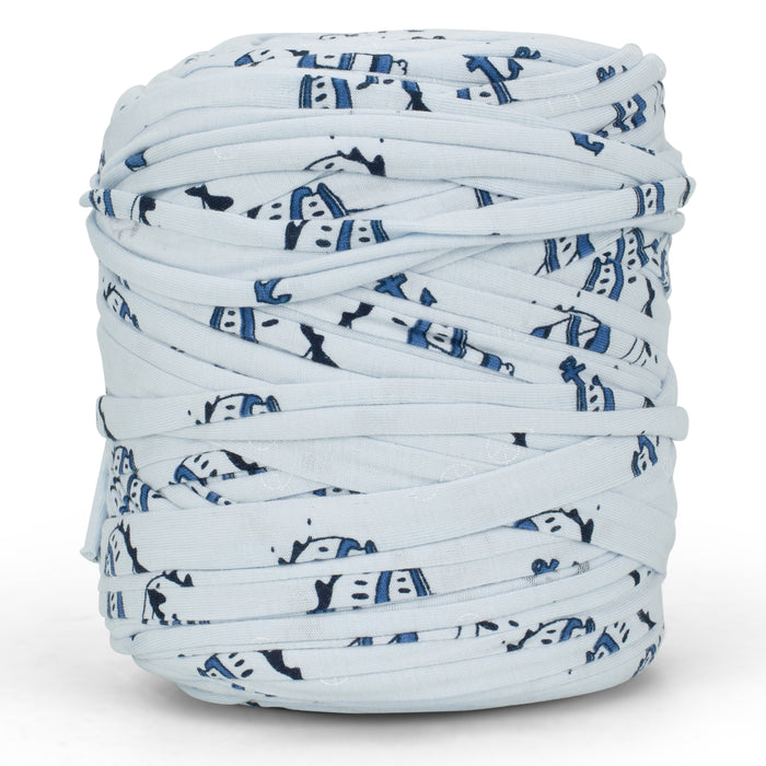 Printed Recycled T-Shirt Fabric Yarn - Charming Blue