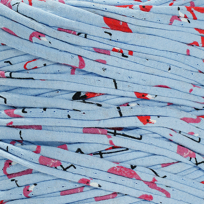 Printed Recycled T-Shirt Fabric Yarn - Flamingo Breeze