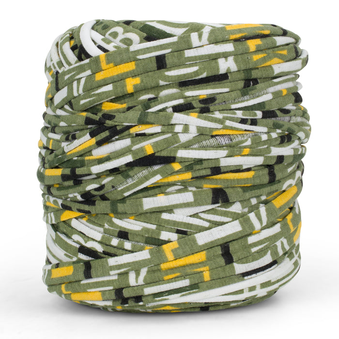 Printed Recycled T-Shirt Fabric Yarn - Olive Abstract
