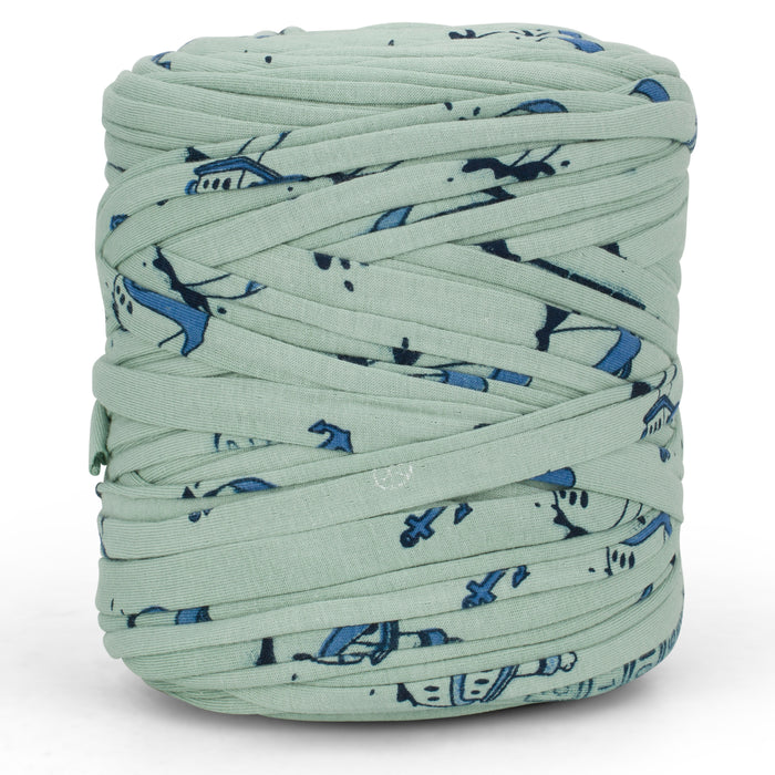 Printed Recycled T-Shirt Fabric Yarn - Pastel Sage