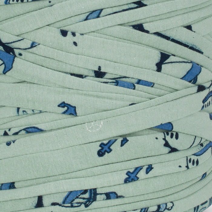 Printed Recycled T-Shirt Fabric Yarn - Pastel Sage