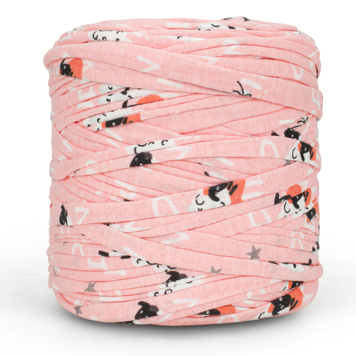 Printed Recycled T-Shirt Fabric Yarn - Peachy Sun