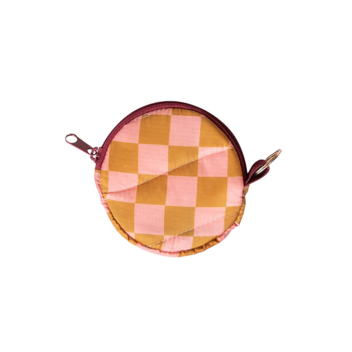 Puffy Checkered Key Ring Pouch - bubblegum market