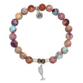 Purple Jasper Stone Bracelet with Cheers Sterling Silver Charm