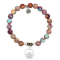 Purple Jasper Stone Bracelet with Hammered Waves Sterling Silver Charm