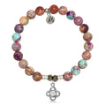 Purple Jasper Stone Bracelet with Stronger Together Sterling Silver Charm