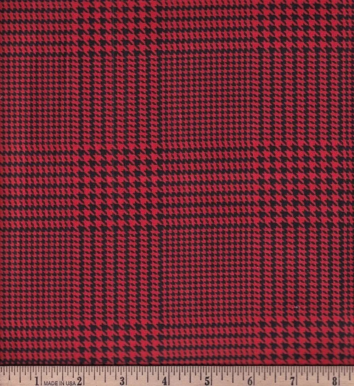 Red Black Small Plaid Cotton Fabric