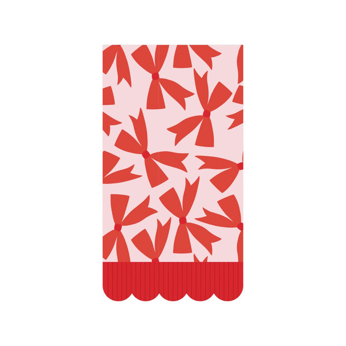 Red Bows Scalloped Fringe Dinner Napkins - bubblegum market