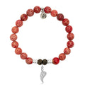 Red Jasper Stone Bracelet with Angel Blessing Sterling Silver Charm