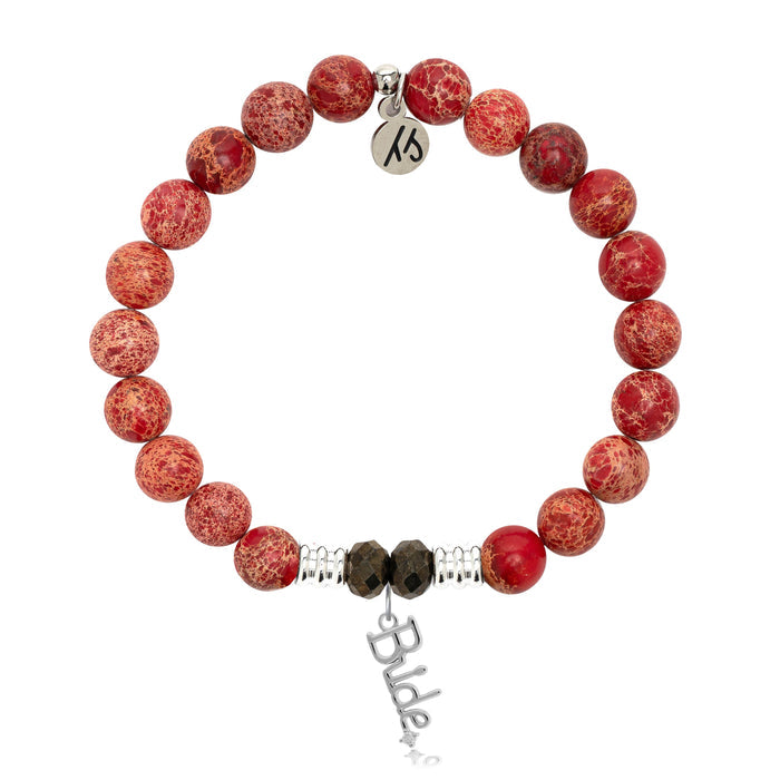 Red Jasper Stone Bracelet with Bride Sterling Silver Charm