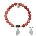 Red Jasper Stone Bracelet with Flip Flop Sterling Silver Charm