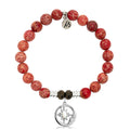 Red Jasper Stone Bracelet with Moonlight Sterling Silver Charm