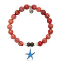 Red Jasper Stone Bracelet with Star of the Sea Sterling Silver Charm
