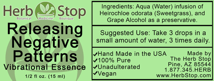 Releasing Negative Patterns Vibrational Essence Label