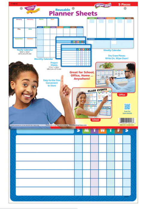 Reusable Planner Sheets 5pc - Creative Kids