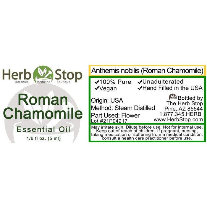 Roman Chamomile Essential Oil Label