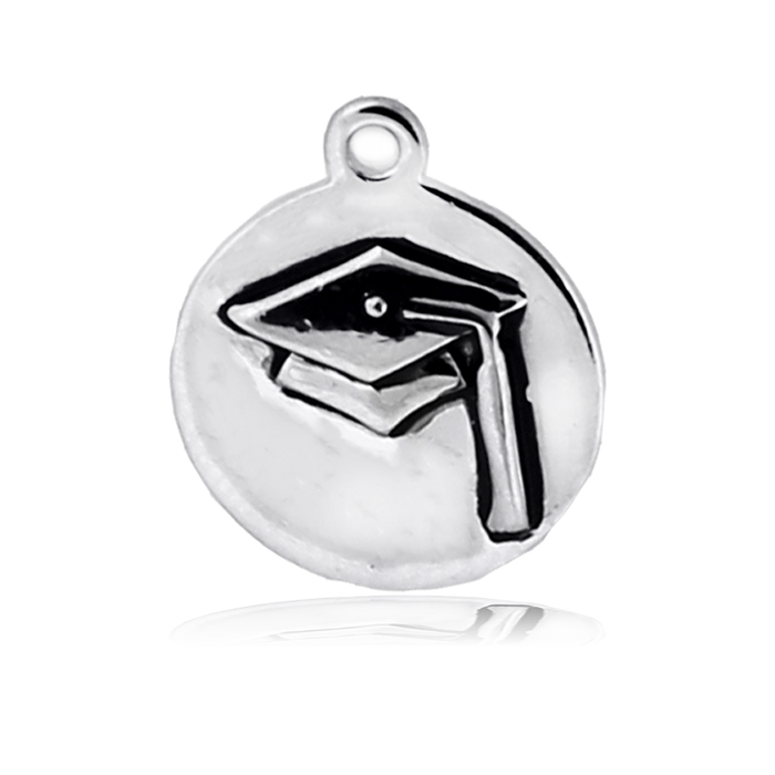 Royal Jade Stone Bracelet with Grad Cap Sterling Silver Charm
