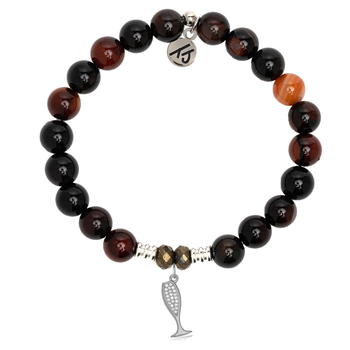 Sardonyx Stone Bracelet with Cheers Sterling Silver Charm