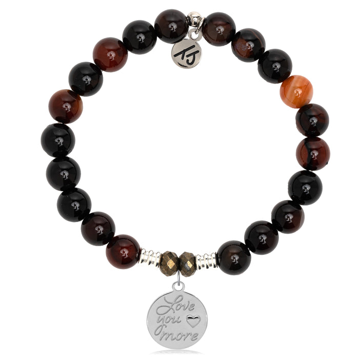Sardonyx Stone Bracelet with Love You More Sterling Silver Charm