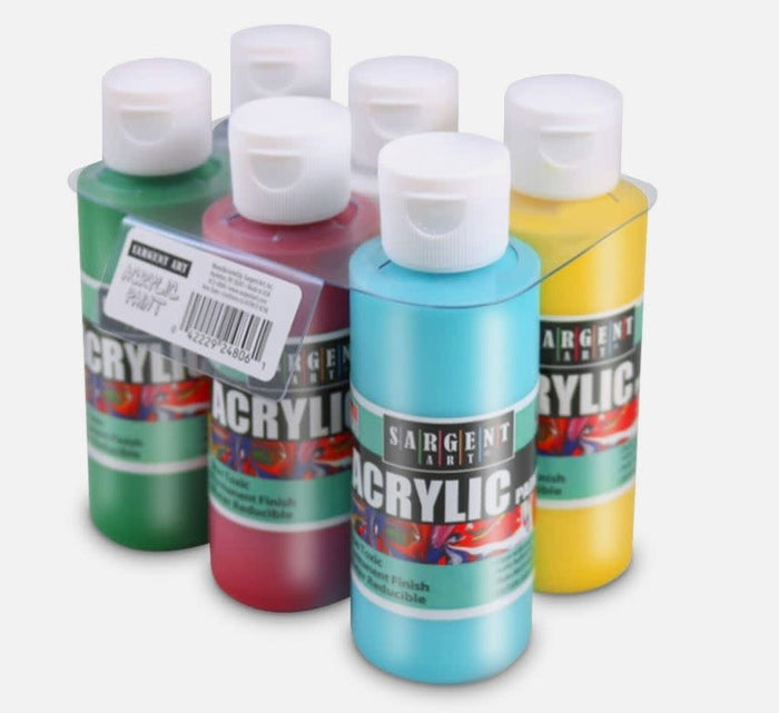 SARGENT ART ACRYLIC PAINT SET:  4OZ BOTTLES 6 PACK - Creative Kids