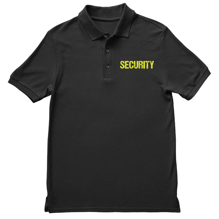 Security Polo Shirt Front & Back Print (Distressed, Safety Green & Black)