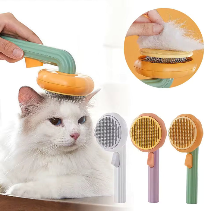 Self Cleaning Slicker Brush for Dogs and Cats – One Click Pet Hair Shedding Comb
