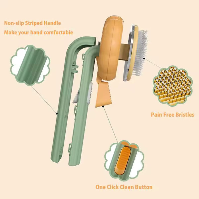 Self Cleaning Slicker Brush for Dogs and Cats – One Click Pet Hair Shedding Comb