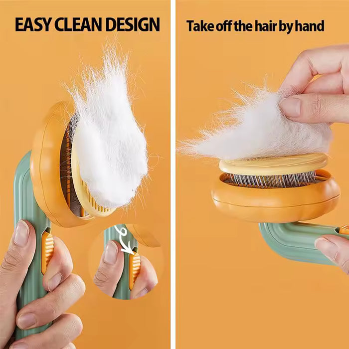 Self Cleaning Slicker Brush for Dogs and Cats – One Click Pet Hair Shedding Comb