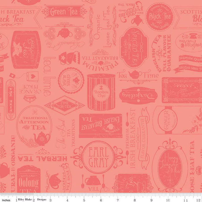 Single Layer Cotton Blanket - Afternoon Tea Labels Salmon Cotton