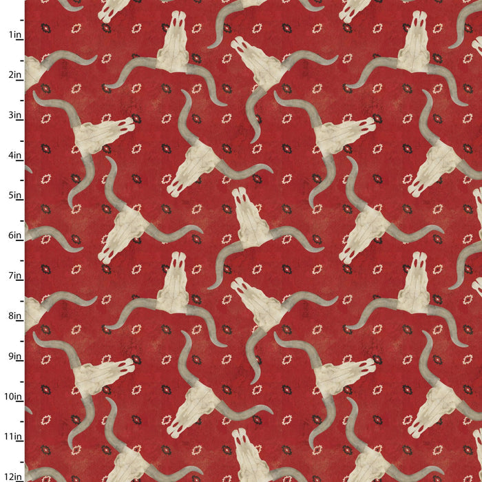 Single Layer Cotton Blanket - Hold Your Horses Longhorn Bandana Red Cotton