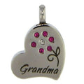 Stainless Steel "Grandma" Heart Cremation Urn Pendant for Ashes w/20-in Necklace