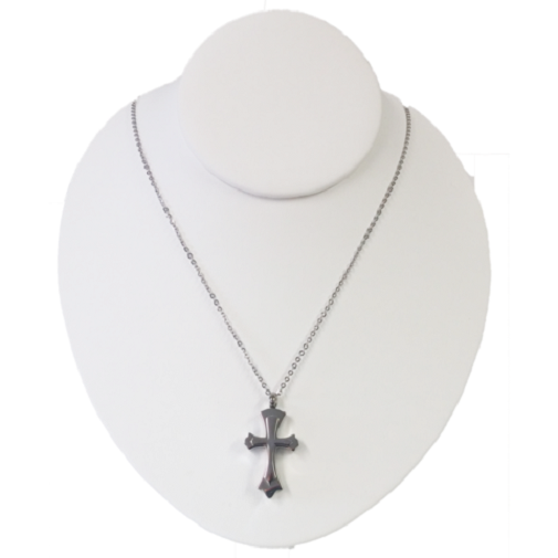 Stainless Steel Stacked Cross Cremation Urn Pendant for Ashes w/20-inch Necklace